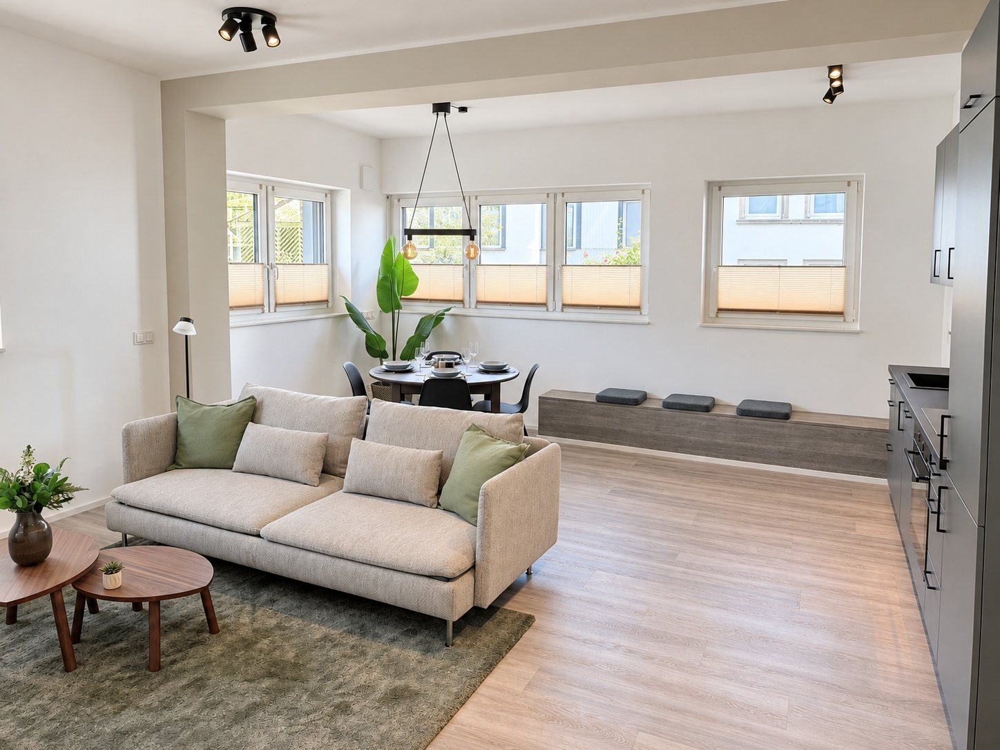 Apartment 1 Kordel – Offener Wohn- und Essbereich