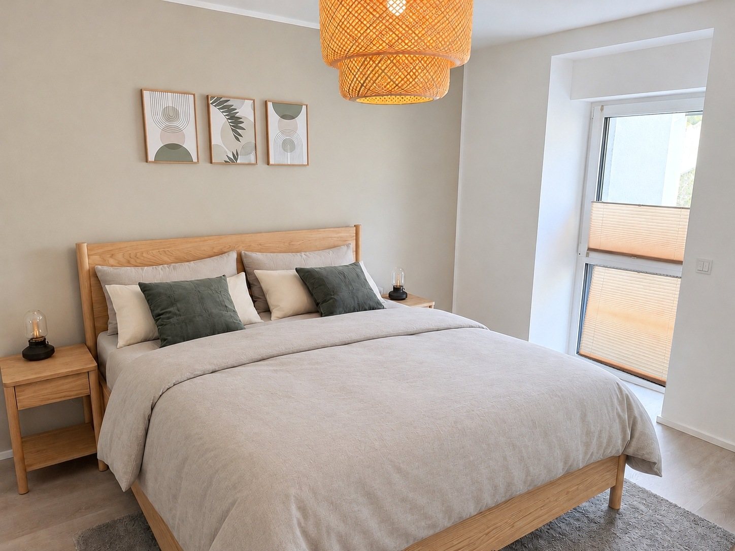 Apartment 2 Kordel – Doppelbett mit Nachttischen